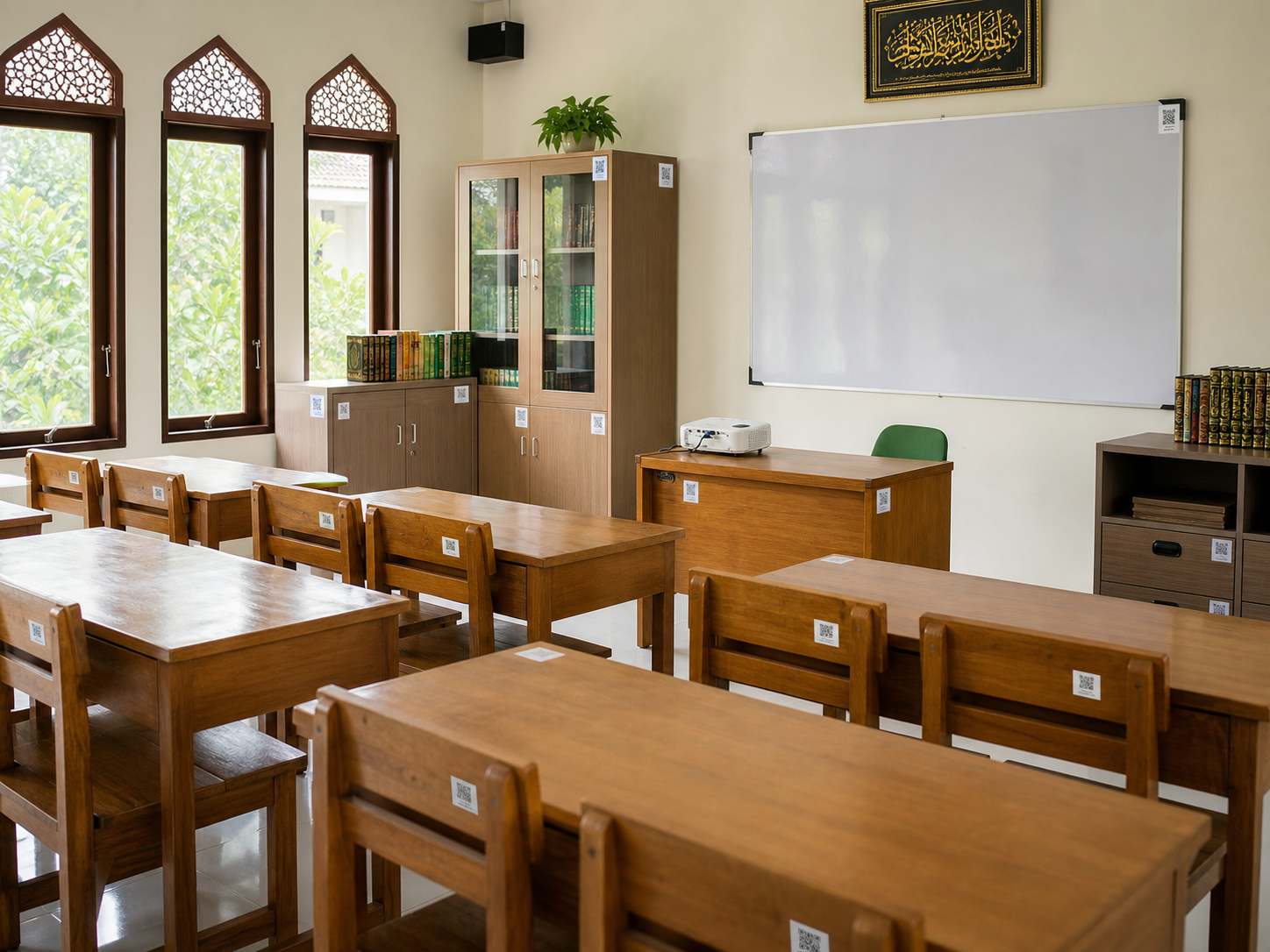 Inventaris meja kursi dan perlengkapan kelas santri